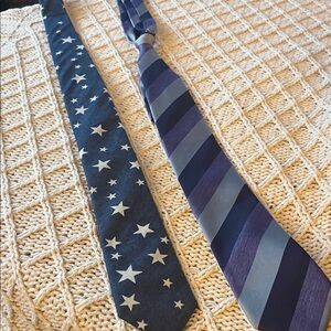Men's Blue Star & Striped Neck Ties - Set of 2